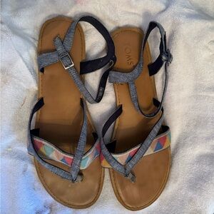 TOMS Women's Sandals with Blue and Multicolor Straps